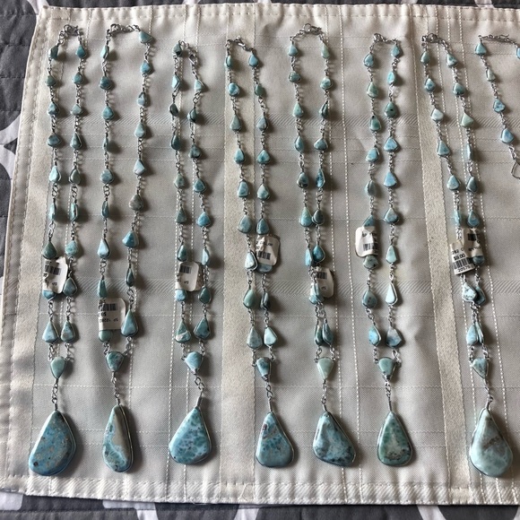 Bundle of 7 Turquoise Silver Dominican Republic Necklaces - Picture 6 of 6